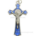 St Benedict Blue Enamel Pectoral Crucifix Pendant Catholic Cross Gift 2\"